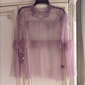 POL Sheer Purple Ruffle Top